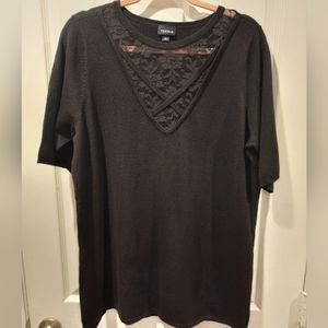 Torrid Short Sleeve black sweater with lace detail
